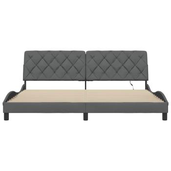 Bettgestell mit LED ohne Matratze Dunkelgrau 200x200 cm Stoff