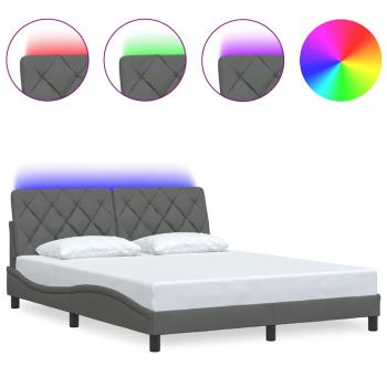 ARDEBO.de - Bettgestell mit LED ohne Matratze Dunkelgrau 160x200 cm Stoff