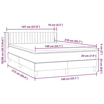 Boxspringbett mit Matratze Dunkelgrau 140x210 cm Samt