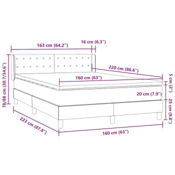 Boxspringbett mit Matratze Hellgrau 160x220 cm Samt