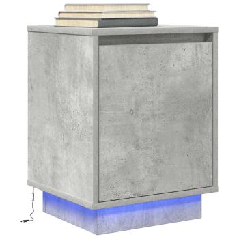 Nachttische mit LED-Leuchten 2 Stk. Betongrau 38x34x50 cm