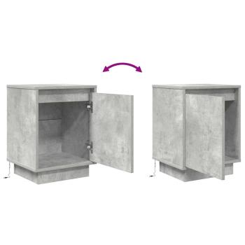 Nachttische mit LED-Leuchten 2 Stk. Betongrau 38x34x50 cm