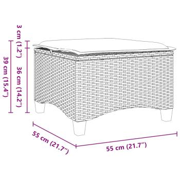 Gartenhocker mit Kissen 2 Stk. Schwarz 55x55x36 cm Poly Rattan