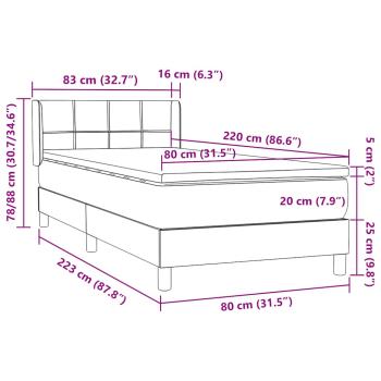 Boxspringbett mit Matratze Dunkelgrau 80x220 cm Samt