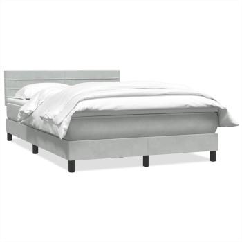 Boxspringbett mit Matratze Hellgrau 140x210 cm Samt