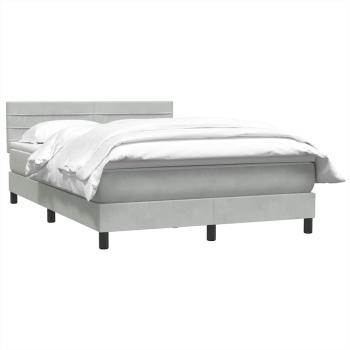 Boxspringbett mit Matratze Hellgrau 140x210 cm Samt