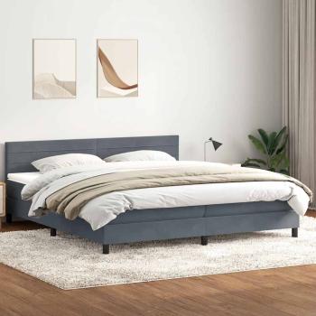 ARDEBO.de - Boxspringbett mit Matratze Dunkelgrau 180x210 cm Samt