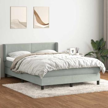 ARDEBO.de - Boxspringbett mit Matratze Hellgrau 160x210 cm Samt