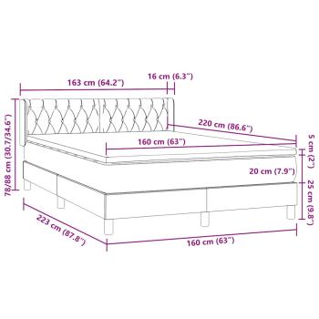 Boxspringbett mit Matratze Dunkelgrau 160x220 cm Samt