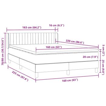 Boxspringbett mit Matratze Dunkelgrau 160x220 cm Samt
