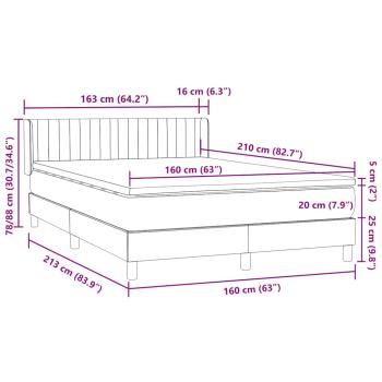 Boxspringbett mit Matratze Hellgrau 160x210 cm Samt