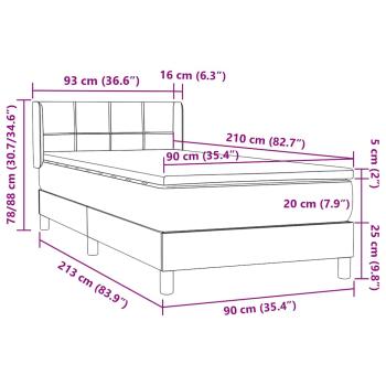 Boxspringbett mit Matratze Hellgrau 90x210 cm Samt