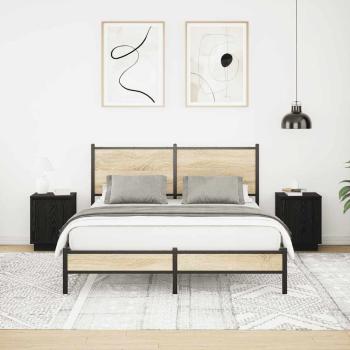 Nachttische mit LED-Leuchten 2 Stk. Schwarz 38x34x50 cm