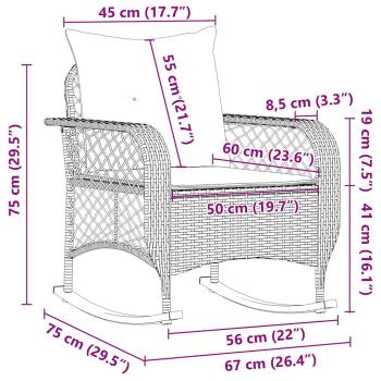 Garten-Schaukelstuhl mit Kissen Hellgrau Poly Rattan