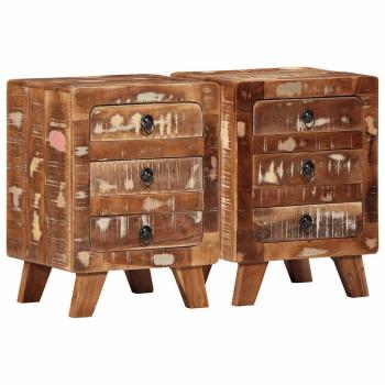ARDEBO.de - Nachttisch 2 Stk. 37x32x50 cm Altholz Massivholz