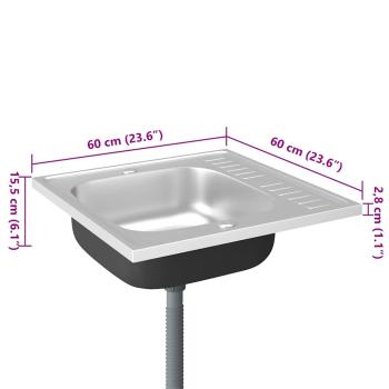 Spüle mit Abtropffläche Set Silbern 600x600x155 mm Edelstahl