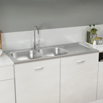 Doppelspüle Silbern 1200x500x155 mm Edelstahl
