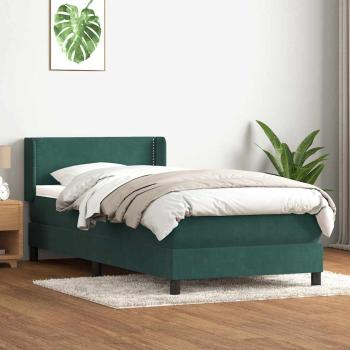 ARDEBO.de - Boxspringbett mit Matratze Dunkelgrün 80x220 cm Samt