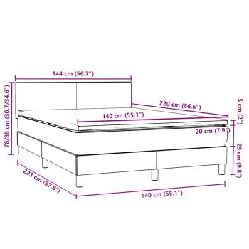 Boxspringbett mit Matratze Dunkelgrau 140x220 cm Samt