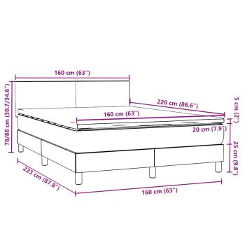 Boxspringbett mit Matratze Dunkelgrau 160x220 cm Samt