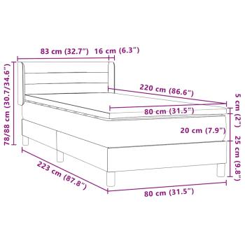 Boxspringbett mit Matratze Dunkelgrau 80x220 cm Samt
