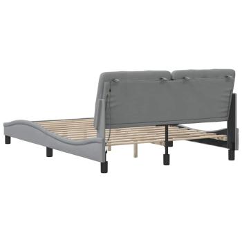 Bettgestell mit LED ohne Matratze Hellgrau 140x200 cm Stoff