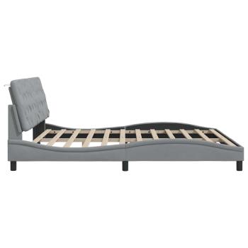 Bettgestell mit LED ohne Matratze Hellgrau 200x200 cm Stoff