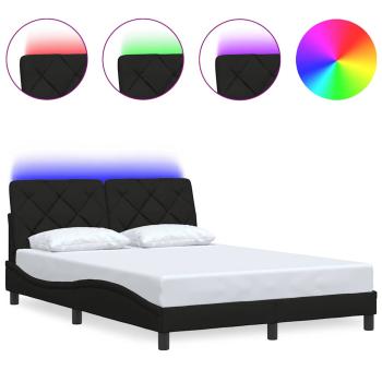 Bettgestell mit LED ohne Matratze Schwarz 140x200 cm Stoff