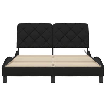 Bettgestell mit LED ohne Matratze Schwarz 140x200 cm Stoff