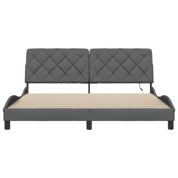 Bettgestell mit LED ohne Matratze Dunkelgrau 180x200 cm Stoff