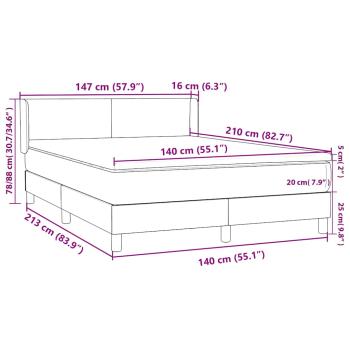 Boxspringbett mit Matratze Dunkelgrau 140x210 cm Samt
