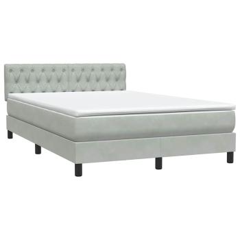 Boxspringbett mit Matratze Hellgrau 140x210 cm Samt