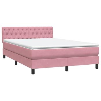 Boxspringbett mit Matratze Rosa 140x210 cm Samt
