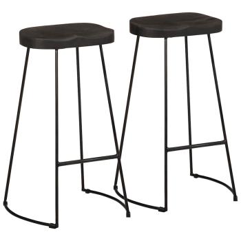 ARDEBO.de - Barhocker 2 Stk. Schwarz 45x40x78 cm Mango Massivholz