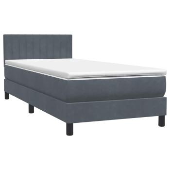 ARDEBO.de - Boxspringbett mit Matratze Dunkelgrau 90x220 cm Samt