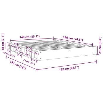 Massivholzbett ohne Matratze 140x190 cm Eichenholz