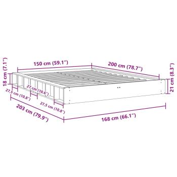 Massivholzbett ohne Matratze 150x200 cm Eichenholz