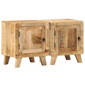 ARDEBO.de - Nachttisch 2 Stk. 40x32x46 cm Raues Massivholz Mango