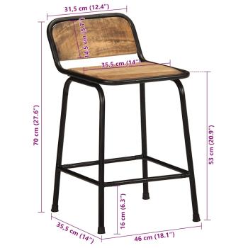 Barhocker 2 Stk. 46x35,5x70 cm Raues Mango Massivholz