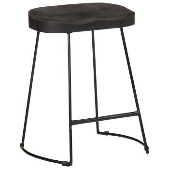 Barhocker 2 Stk. Schwarz 46x38x52 cm Mango Massivholz