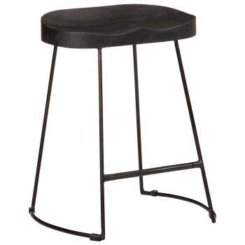 Barhocker 2 Stk. Schwarz 46x38x52 cm Mango Massivholz