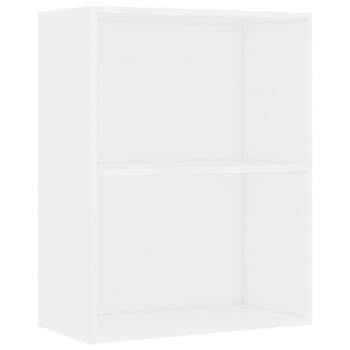 Bücherregal 2 Fächer Weiß 60x30x76,5 cm Holzwerkstoff