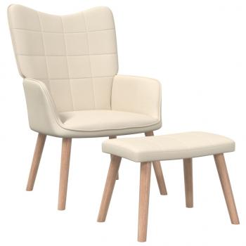 ARDEBO.de - Relaxsessel mit Hocker Creme Stoff