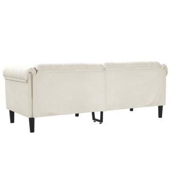 Sofa 3-Sitzer Creme Samt