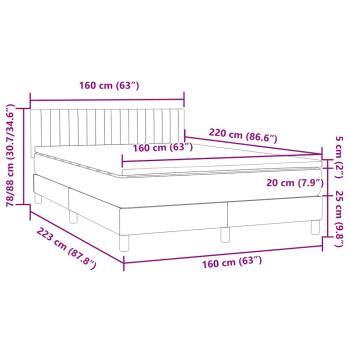 Boxspringbett mit Matratze Dunkelgrau 160x220 cm Samt