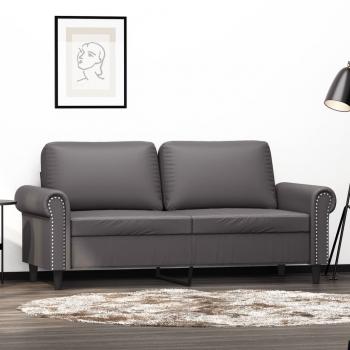 ARDEBO.de - 2-Sitzer-Sofa Grau 140 cm Kunstleder