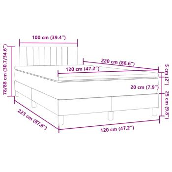 Boxspringbett mit Matratze Hellgrau 120x220 cm Samt