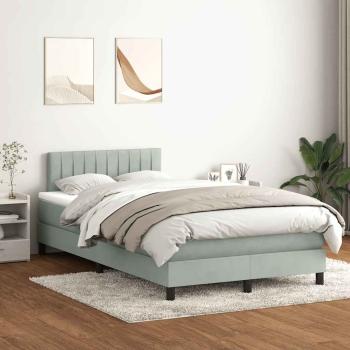 Boxspringbett mit Matratze Hellgrau 120x220 cm Samt