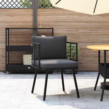 Gartensessel mit Kissen Schwarz Poly Rattan