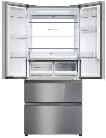 Haier HFR7819ENGC Stand Side-by-Side Kombination French Door, 83 cm breit, 504 L, NoFrost, Humidity Zone, Urlaubsfunktion, iconic glass Edelstahl